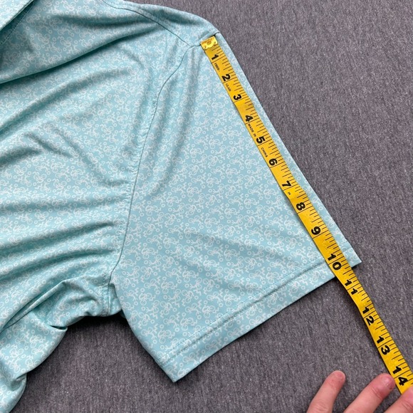 1764 Golf Polo Mens XL Teal Green Gear Up Cyclist All Over Print Short Sleeve - Picture 7 of 14